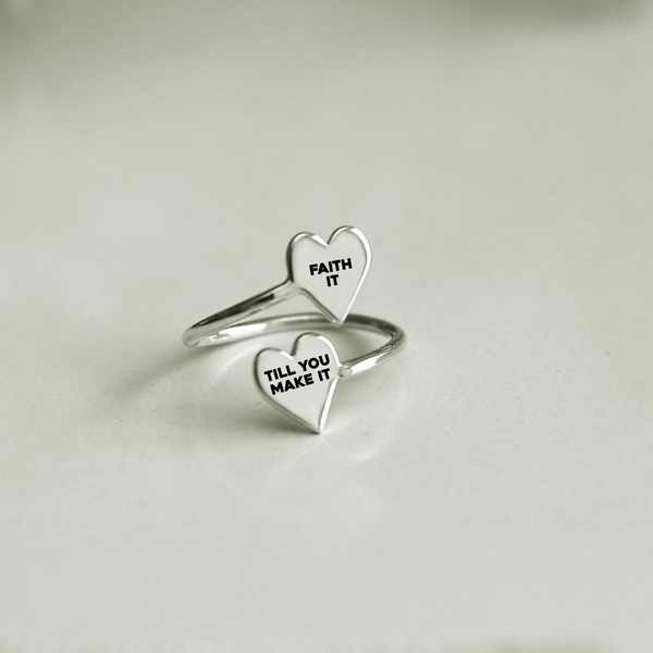 Faith It Heart Twist Ring