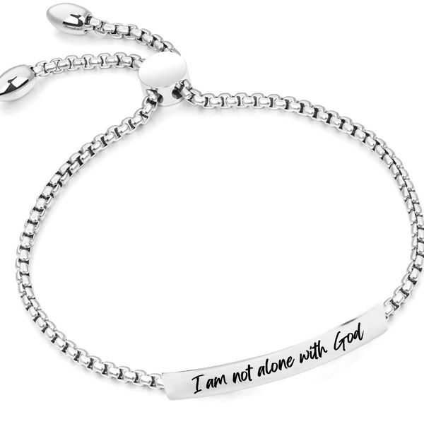 I Am Not Alone Stainless Bar Drawstring Bracelet