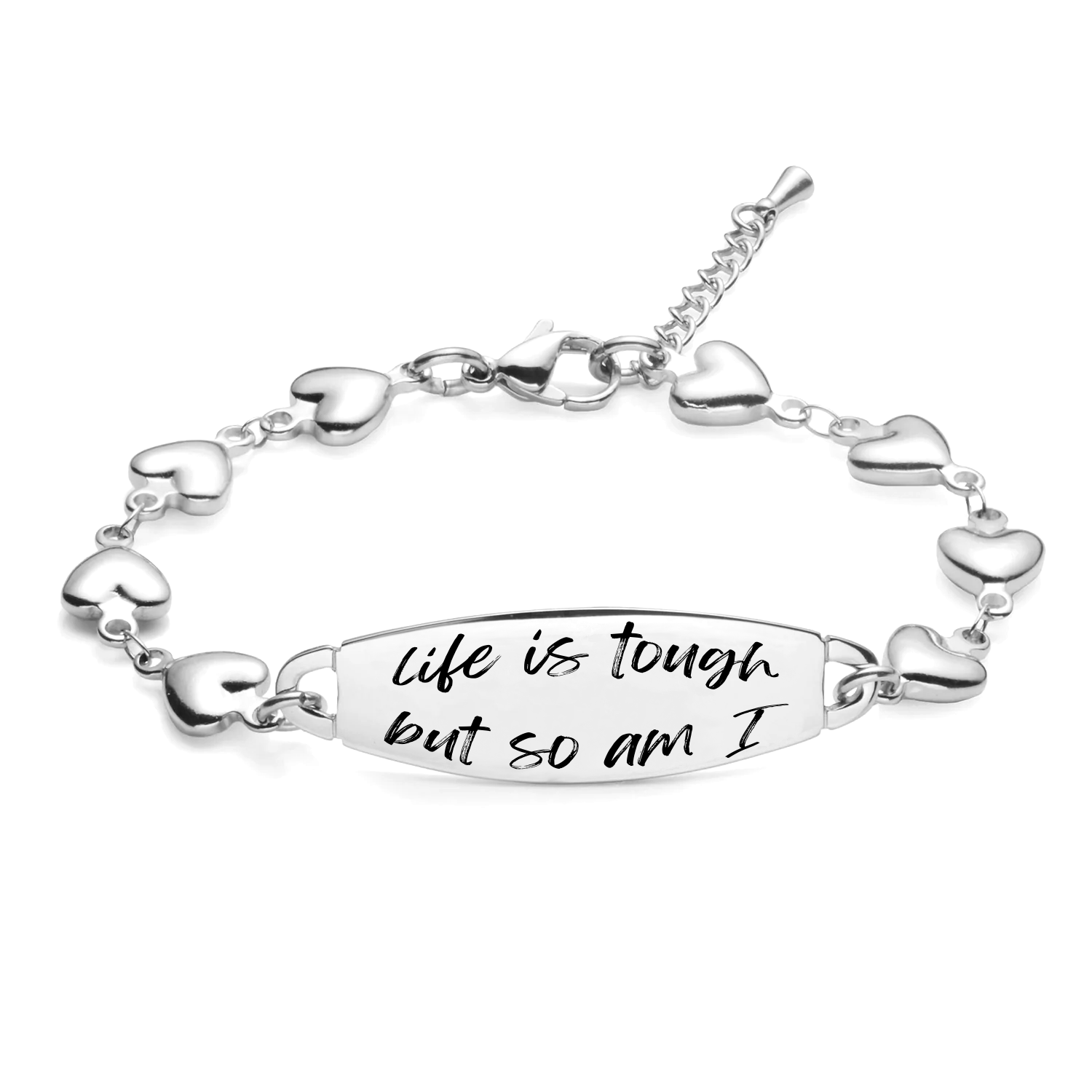 Life is Tough Bar Heart Bracelet