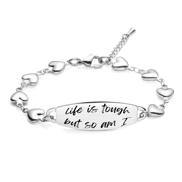 Life is Tough Bar Heart Bracelet