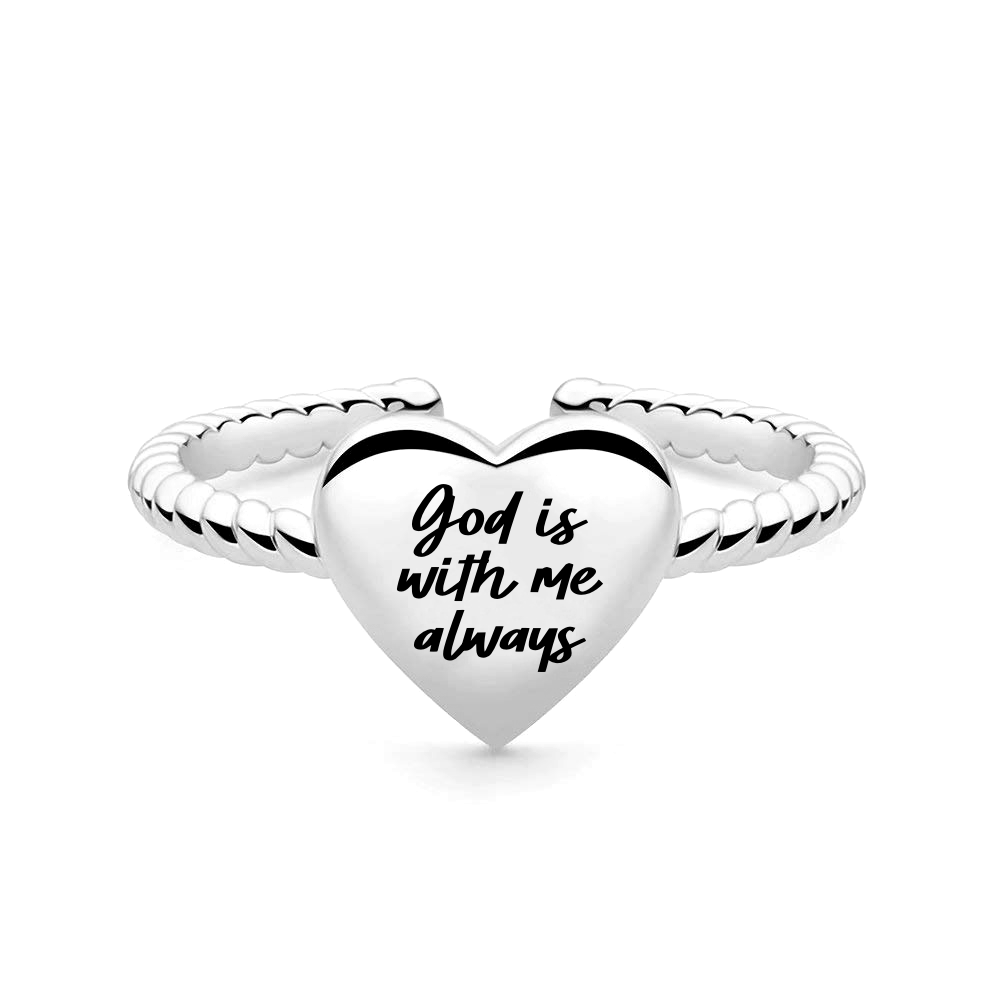 God is With Me Stainless Heart Ring