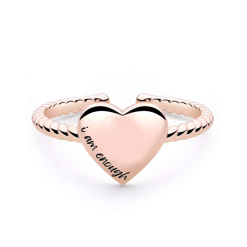 Rose Gold I Am Enough Heart Ring