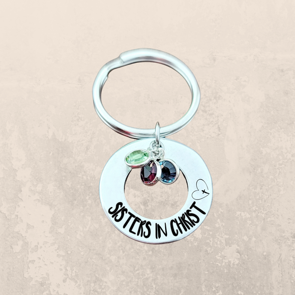 Sisters in Christ Ring Charms Keychain