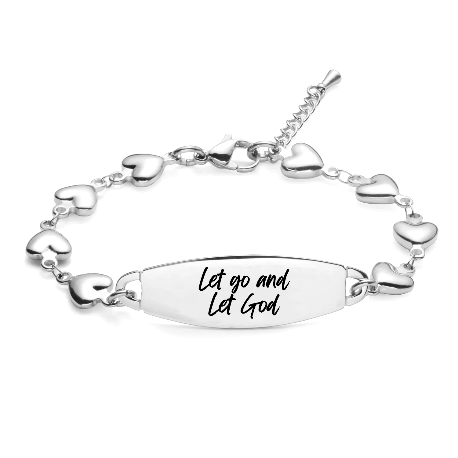 Let Go and Let God Bar Heart Bracelet