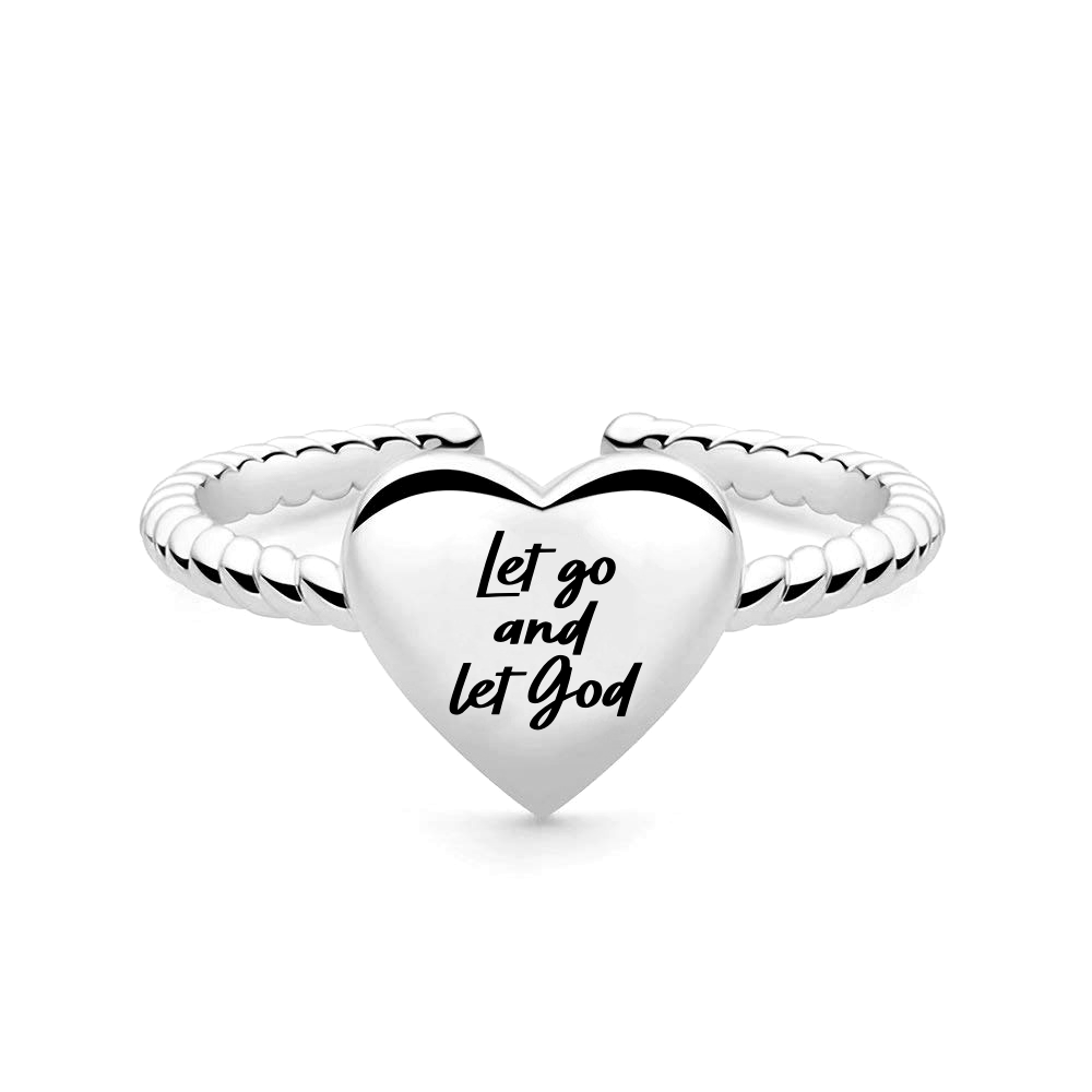 Let Go and Let God Stainless Heart Ring