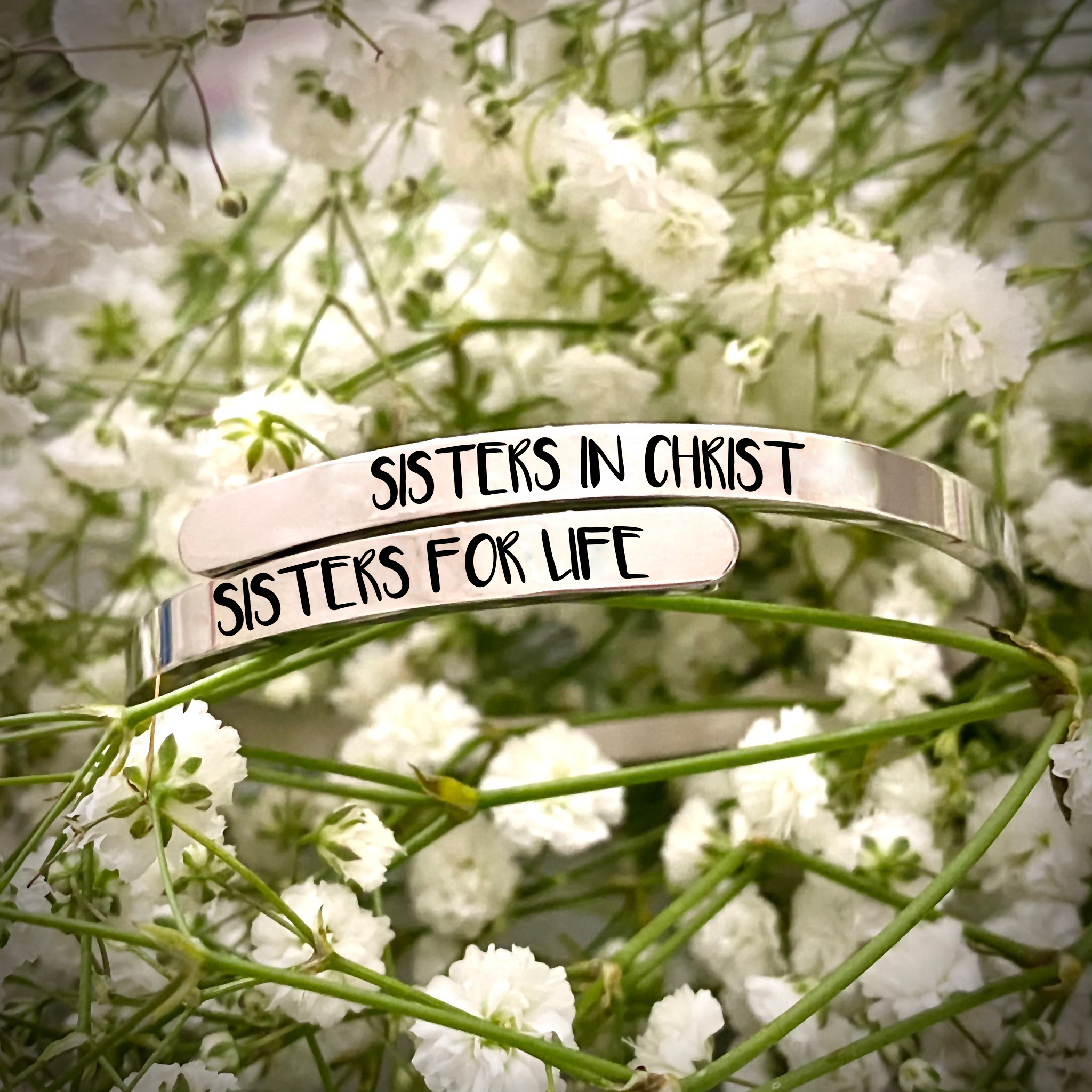 Sisters in Christ Bangle Bracelet