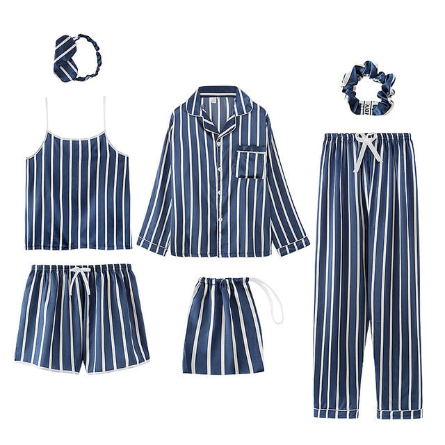 Blue Stripes Pajama Set (7 Pieces)