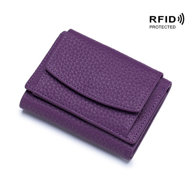 RFID Genuine Leather Mini Wallet (9 Colors)