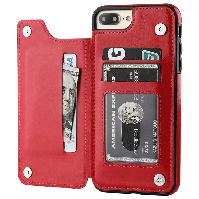 Étui en cuir à rabat rétro pour iPhone (7 couleurs)