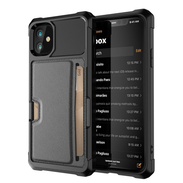 Étui en cuir pour iPhone avec porte-cartes (5 variantes)