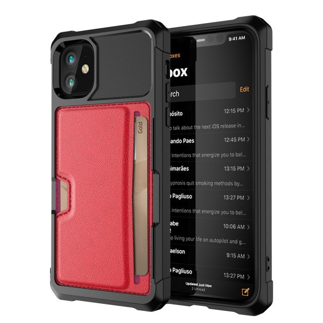 Étui en cuir pour iPhone avec porte-cartes (5 variantes)