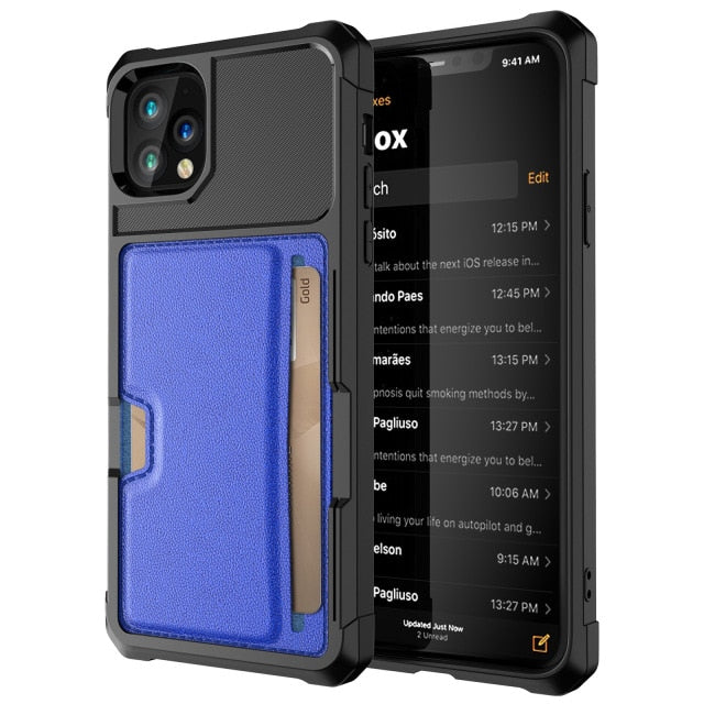 Étui en cuir pour iPhone avec porte-cartes (5 variantes)