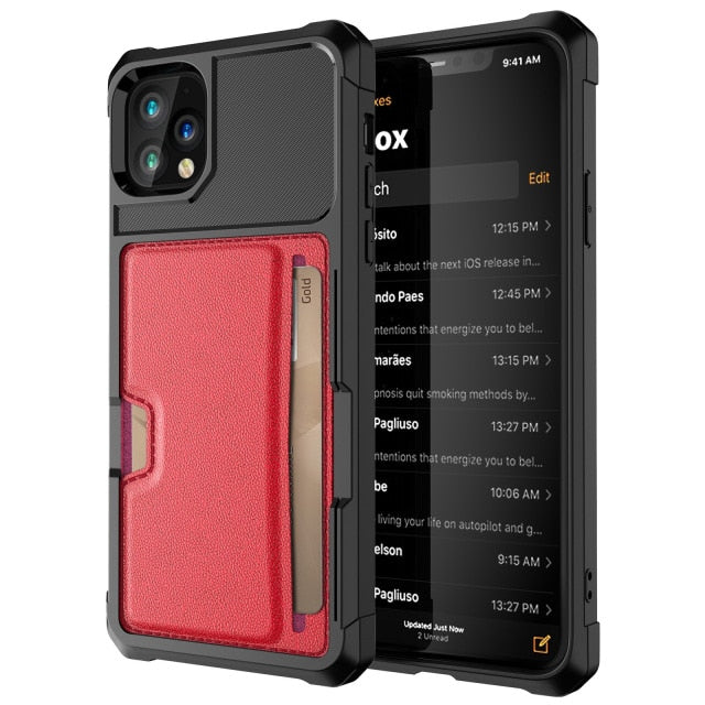Étui en cuir pour iPhone avec porte-cartes (5 variantes)