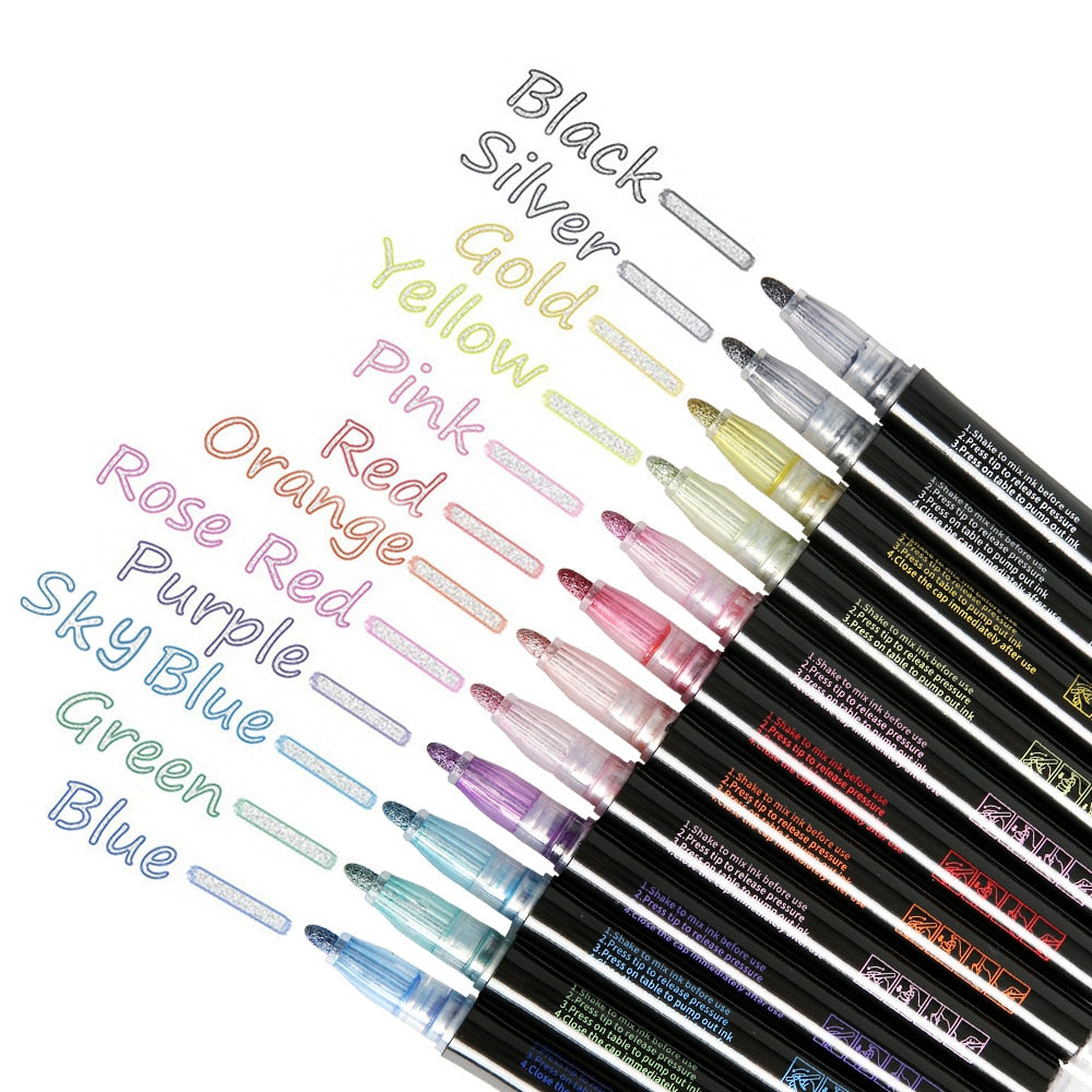 Glitter Paint Pen Set: 12 Glitter Markers