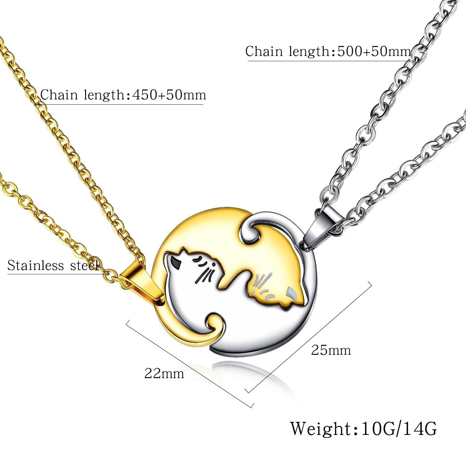 Cat Couple Necklace (2 Pieces)