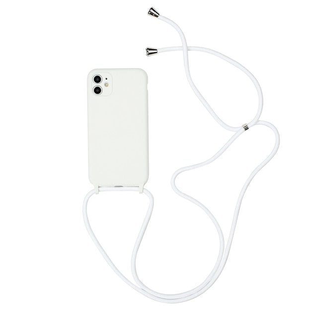 Coque iPhone 13 unie avec sangle (13 couleurs)
