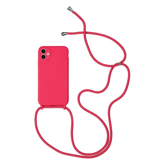 Coque iPhone 13 unie avec sangle (13 couleurs)