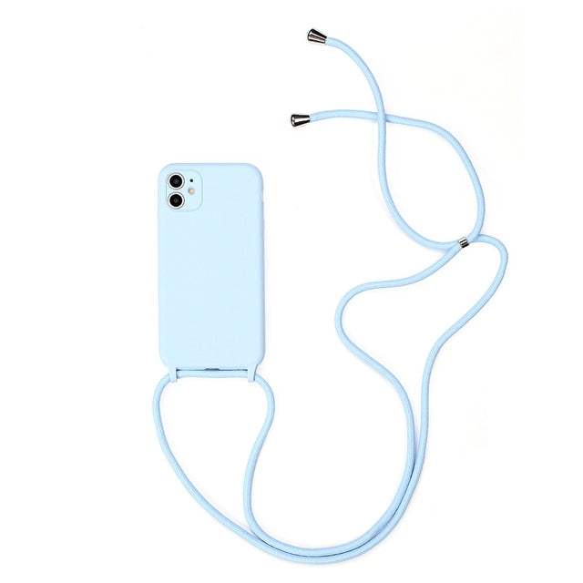 Coque iPhone 13 unie avec sangle (13 couleurs)