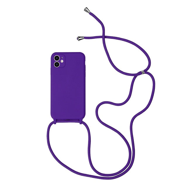 Coque iPhone 13 unie avec sangle (13 couleurs)