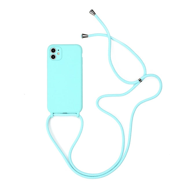 Coque iPhone 13 unie avec sangle (13 couleurs)